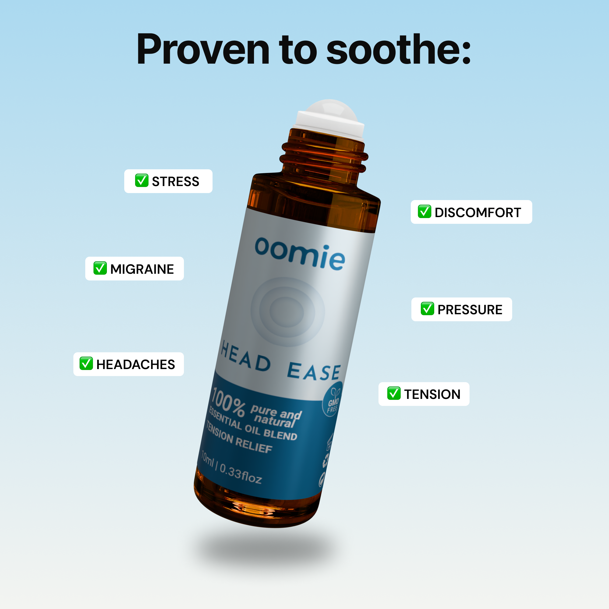 Oomie - Head Ease Essential Oil Roll On for Migraine, Head Tension Relief