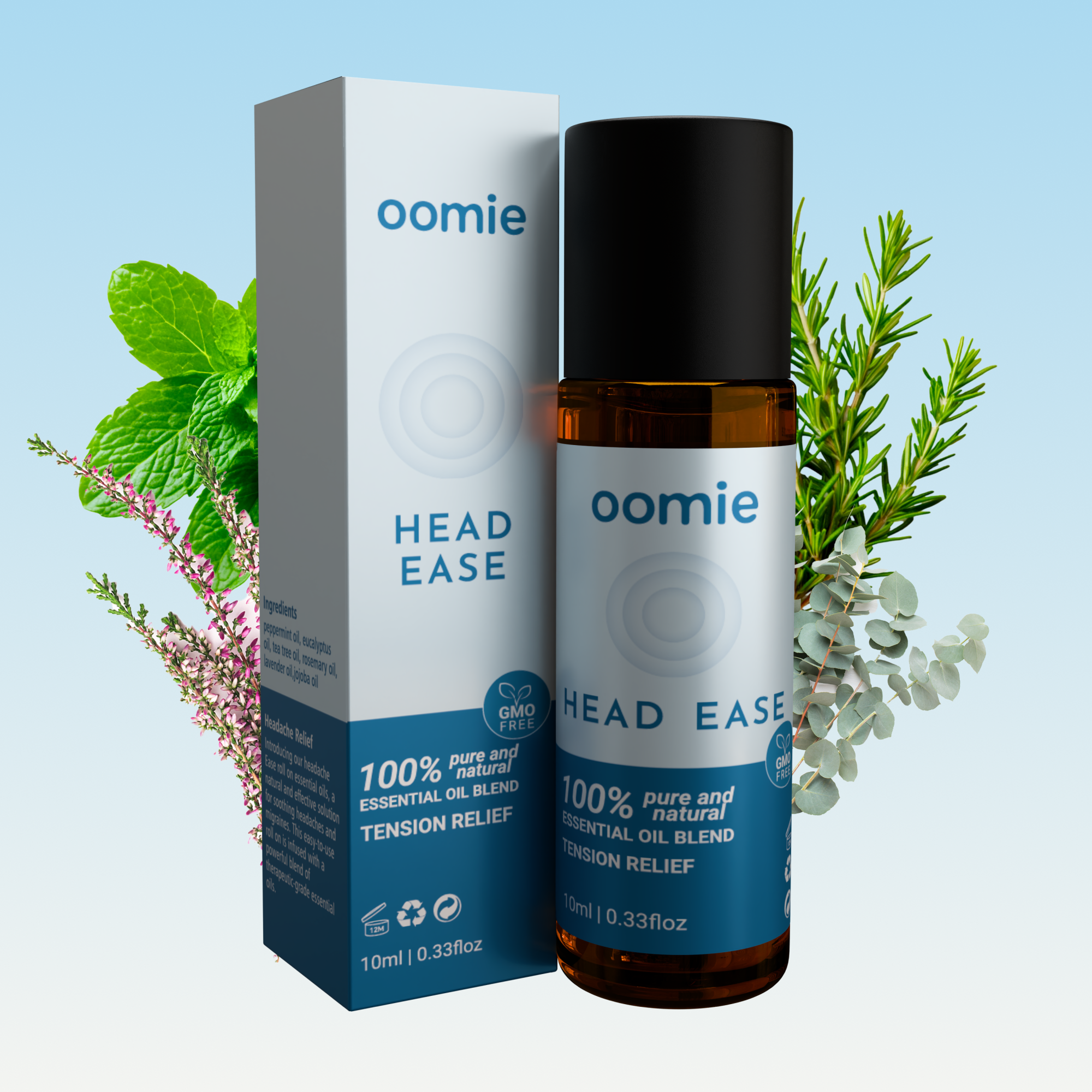 Oomie - Head Ease Essential Oil Roll On for Migraine, Head Tension Relief